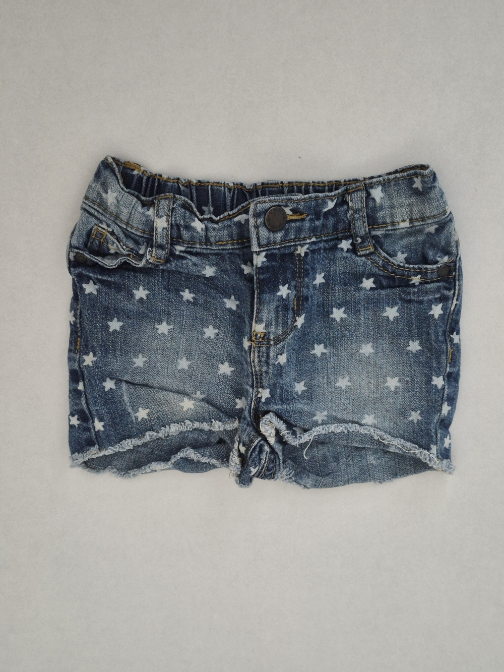 OshKosh Star-Print Denim Shorts - Faded Blue 12 Months Baby Toddler